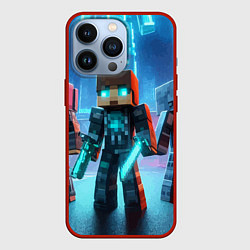 Чехол для iPhone 13 Pro Minecraft - ai art neon glow, цвет: 3D-красный