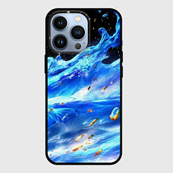 Чехол для iPhone 13 Pro Объемная синяя волна, цвет: 3D-черный
