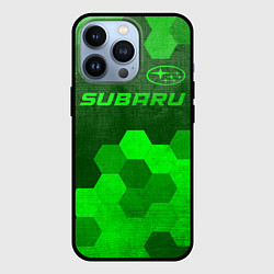Чехол для iPhone 13 Pro Subaru - green gradient посередине, цвет: 3D-черный