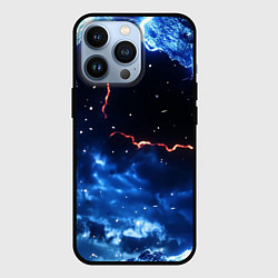 Чехол для iPhone 13 Pro Звезды и молнии в разломе плит, цвет: 3D-черный