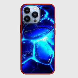 Чехол для iPhone 13 Pro Синие плиты лед, цвет: 3D-красный