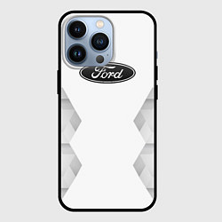 Чехол для iPhone 13 Pro Ford white poly, цвет: 3D-черный