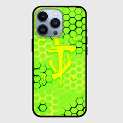 Чехол для iPhone 13 Pro Doom кислотные соты лого, цвет: 3D-черный