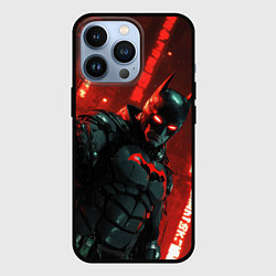 Чехол для iPhone 13 Pro Черный Бэтмен на фоне красного города, цвет: 3D-черный