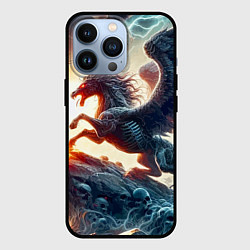 Чехол для iPhone 13 Pro Пегас тёмных сил - нейроарт, цвет: 3D-черный