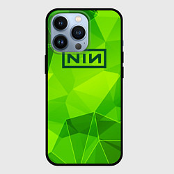 Чехол для iPhone 13 Pro Nine Inch Nails green poly, цвет: 3D-черный