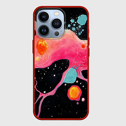 Чехол для iPhone 13 Pro Розовая текстура в черном, цвет: 3D-красный