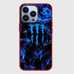 Чехол для iPhone 13 Pro Monster energy искры дымы, цвет: 3D-красный