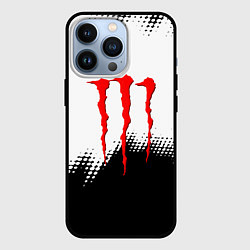 Чехол для iPhone 13 Pro Monster energy чёрно белые краски, цвет: 3D-черный