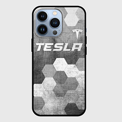 Чехол для iPhone 13 Pro Tesla - grey gradient посередине, цвет: 3D-черный