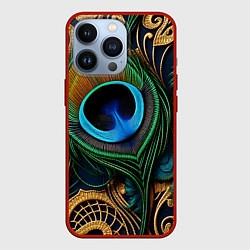 Чехол для iPhone 13 Pro Узоры и перья павлина, цвет: 3D-красный
