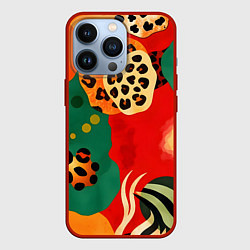 Чехол для iPhone 13 Pro Анималистичный африканский паттерн, цвет: 3D-красный