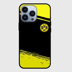 Чехол для iPhone 13 Pro Borussia жёлтые полосы, цвет: 3D-черный
