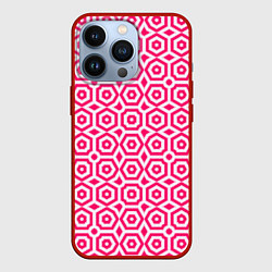 Чехол для iPhone 13 Pro Красно белая геометрия, цвет: 3D-красный