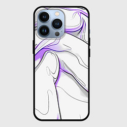 Чехол для iPhone 13 Pro Черные и фиолетовые линии на белом, цвет: 3D-черный