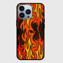 Чехол для iPhone 13 Pro Языки пламени арт, цвет: 3D-черный