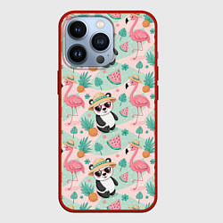 Чехол iPhone 13 Pro Панда фламинго лето ананас