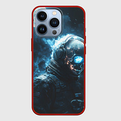 Чехол для iPhone 13 Pro Скелет космонавта и полнолуние, цвет: 3D-красный