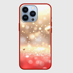 Чехол для iPhone 13 Pro Золотые блики текстура, цвет: 3D-красный