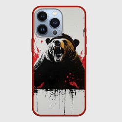 Чехол iPhone 13 Pro Медведь и брызги краски