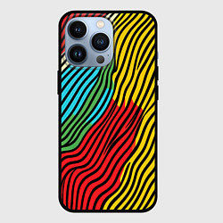 Чехол для iPhone 13 Pro Абстрактные цветные линии, цвет: 3D-черный