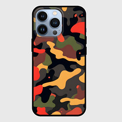 Чехол для iPhone 13 Pro Разноцветный праздничный камуфляж, цвет: 3D-черный