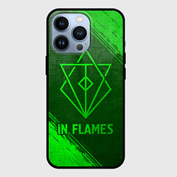 Чехол для iPhone 13 Pro In Flames - green gradient, цвет: 3D-черный