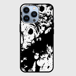 Чехол для iPhone 13 Pro Чёрный с белой абстракцией, цвет: 3D-черный