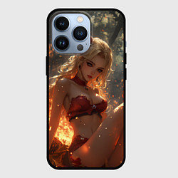 Чехол для iPhone 13 Pro Огненная аниме девушка, цвет: 3D-черный