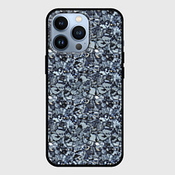Чехол для iPhone 13 Pro Серо-голубой мелкий камень текстура, цвет: 3D-черный