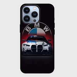 Чехол для iPhone 13 Pro BMW на красном фоне, цвет: 3D-черный