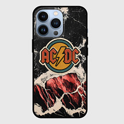 Чехол для iPhone 13 Pro ACDC ретро лого, цвет: 3D-черный