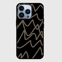 Чехол для iPhone 13 Pro Кривые рукописные линии чёрно-коричневый, цвет: 3D-черный