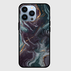 Чехол для iPhone 13 Pro Фиолетовый и зеленый мрамор, цвет: 3D-черный