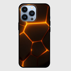 Чехол для iPhone 13 Pro Оранжевое свечение текстура, цвет: 3D-черный
