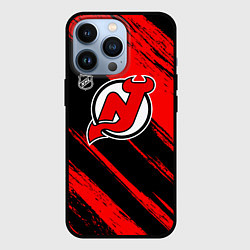 Чехол для iPhone 13 Pro Нью Джерси Девилз - красные потертости, цвет: 3D-черный