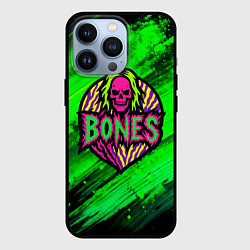 Чехол для iPhone 13 Pro Bones лого с черепом, цвет: 3D-черный