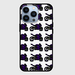 Чехол для iPhone 13 Pro The motorcycle is dark purple, цвет: 3D-черный