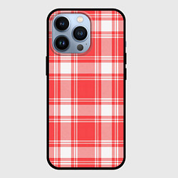 Чехол для iPhone 13 Pro Checked red white, цвет: 3D-черный