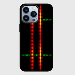 Чехол для iPhone 13 Pro Neon black green circles, цвет: 3D-черный