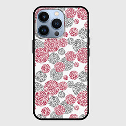Чехол для iPhone 13 Pro Крупный красный серый горох с леопардовой текстуро, цвет: 3D-черный