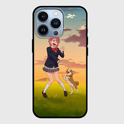 Чехол для iPhone 13 Pro Сиратори Айра играет с песиком - Дандадан, цвет: 3D-черный