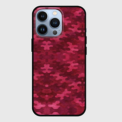 Чехол для iPhone 13 Pro Малиновый комуфляж, цвет: 3D-черный