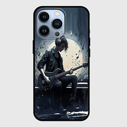 Чехол для iPhone 13 Pro Играющий на гитаре в свете Луны музыкант, цвет: 3D-черный
