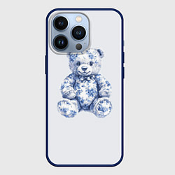 Чехол для iPhone 13 Pro Игрушечный мишка гжель, цвет: 3D-тёмно-синий