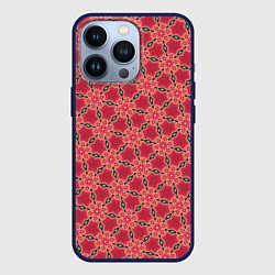 Чехол для iPhone 13 Pro Красная цветочная текстура, цвет: 3D-тёмно-синий