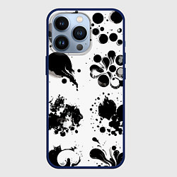 Чехол для iPhone 13 Pro Чёрно-белые кляксы - абстракция, цвет: 3D-тёмно-синий