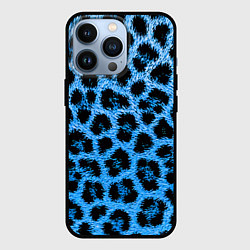 Чехол для iPhone 13 Pro Леопардовый голубой, цвет: 3D-черный