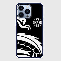 Чехол для iPhone 13 Pro Borussia дракон белый, цвет: 3D-тёмно-синий