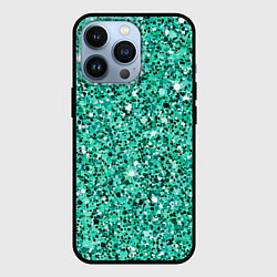 Чехол для iPhone 13 Pro Нефритовый зелёный текстура крошки крапинки, цвет: 3D-черный